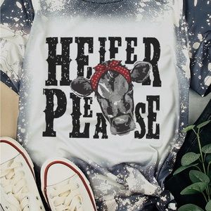Multicolor Heifer Please Cow Print Western Tie Dye Graphic Tee